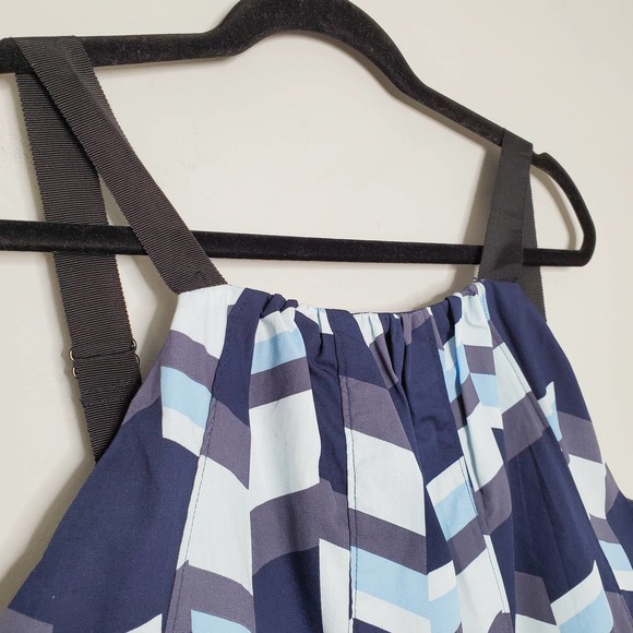 PETER SOM for ANTHROPOLOGIE • Blue Geometric Print Nikola Flounce Cami Sz PL - Picture 7 of 11